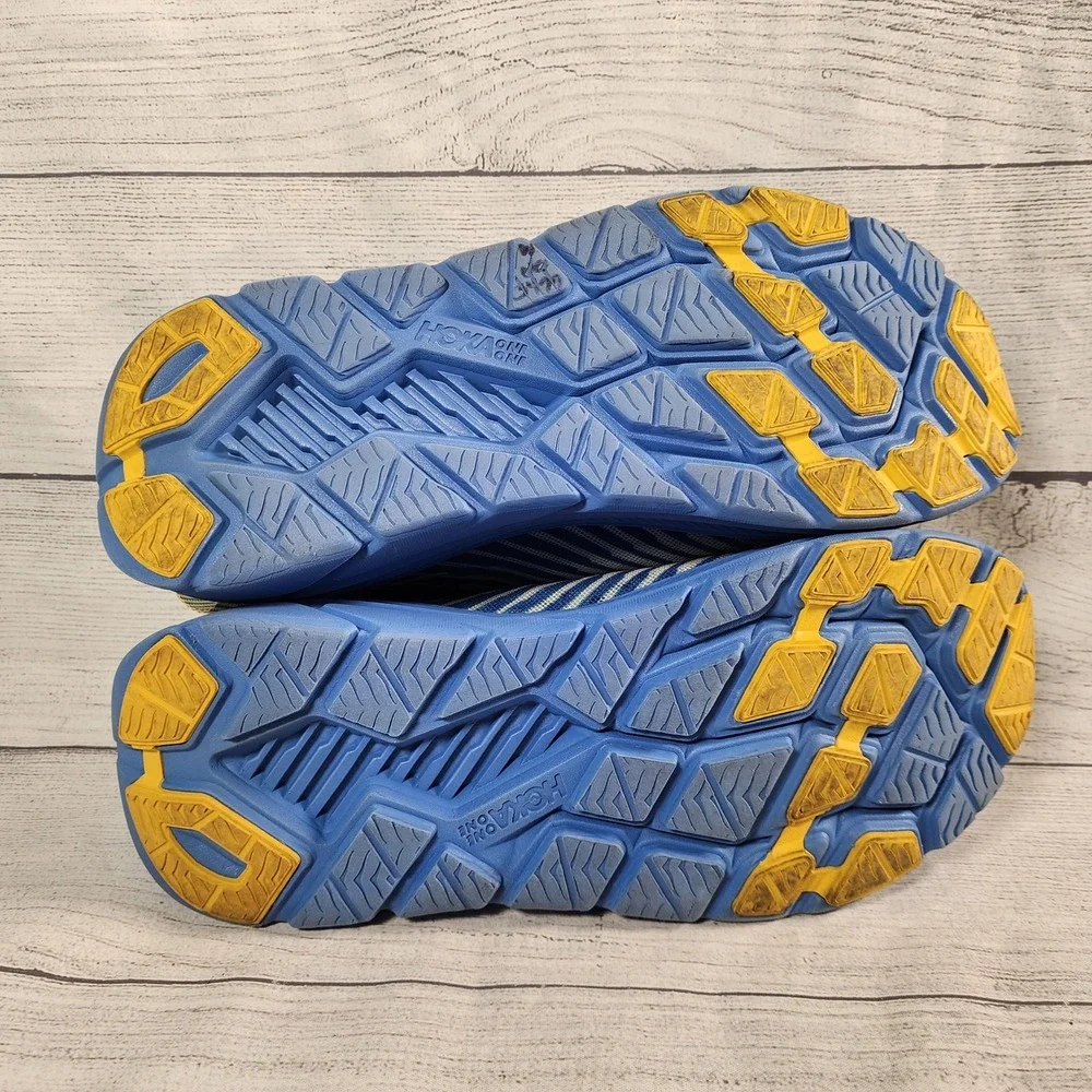 Hoka One One Rincon Men's Size 11 Running Shoes Gray Blue Striped 1102874